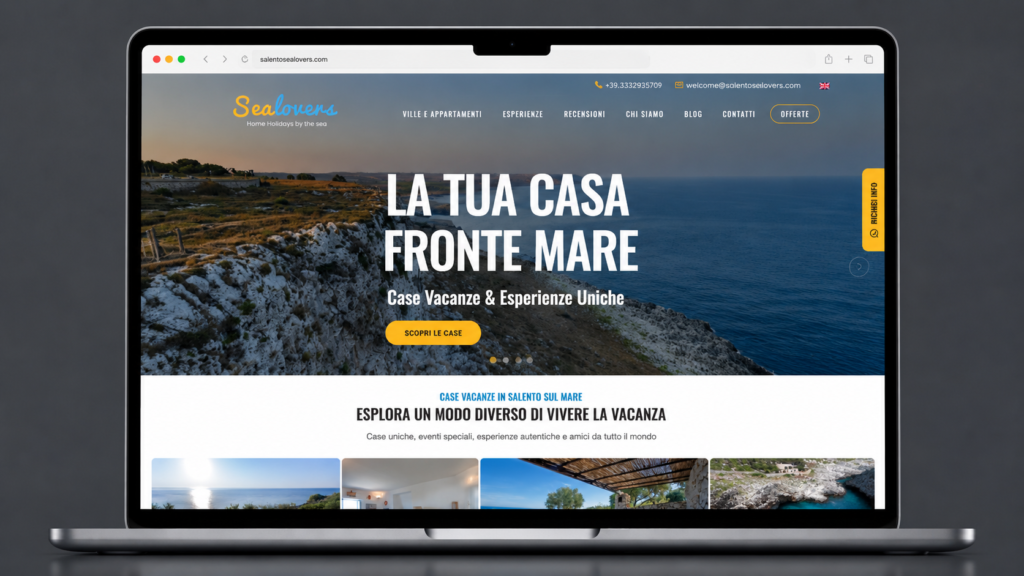 Homepage del sito web turistico Salento Sea Lovers per case vacanza sul mare